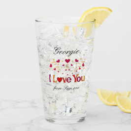 Ik hou van je Rode Heart Gold Ribbon  Valentijn Glas