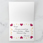 Ik hou van je Rode Heart Gold Ribbon  Valentijn Kaart (Binnen)