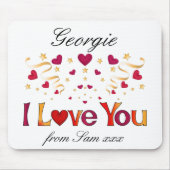 Ik hou van je Rode Heart Gold Ribbon  Valentijn Muismat (Voorkant)