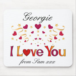 Ik hou van je Rode Heart Gold Ribbon  Valentijn Muismat