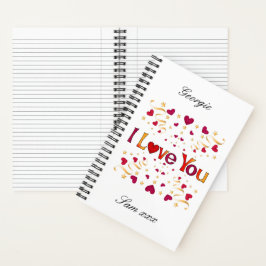 Ik hou van je Rode Heart Gold Ribbon  Valentijn Notitieboek