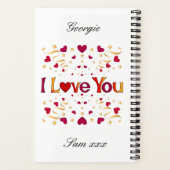 Ik hou van je Rode Heart Gold Ribbon  Valentijn Notitieboek (Achterkant)