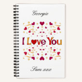 Ik hou van je Rode Heart Gold Ribbon  Valentijn Notitieboek (Voorkant)