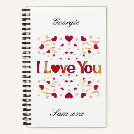 Ik hou van je Rode Heart Gold Ribbon  Valentijn Notitieboek