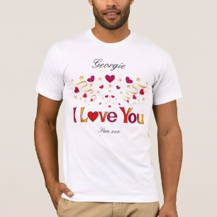 Ik hou van je Rode Heart Gold Ribbon  Valentijn T-shirt