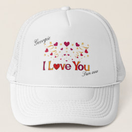 Ik hou van je Rode Heart Gold Ribbon  Valentijn Trucker Pet
