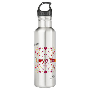 Ik hou van je Rode Heart Gold Ribbon  Valentijn Waterfles