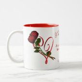 Ik hou van je rode rozen hart gepersonaliseerd tweekleurige koffiemok (Links)