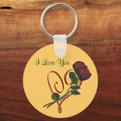 Ik hou van je rode rozen rood hart sleutelhanger (Voorkant)