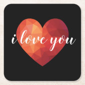 Ik hou van je rode valentijn hartkunst kartonnen onderzetters (Voorkant)