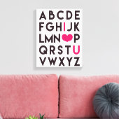 Ik hou van je - Romantisch alfabet Canvas (Insitu (Woonkamer))
