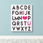 Ik hou van je - Romantisch alfabet Canvas (Insitu (Houten vloer))