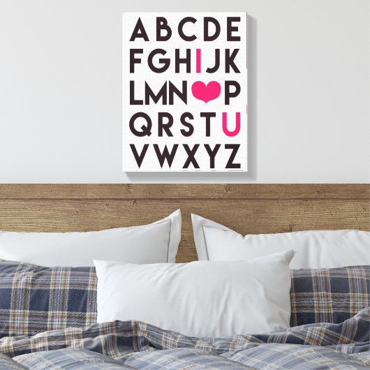 Ik hou van je - Romantisch alfabet Canvas Afdruk (Insitu (Slaapkamer))