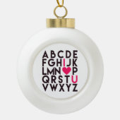 Ik hou van je - Romantisch alfabet Keramische Bal Ornament (Voorkant)
