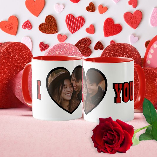 Ik hou van je romantische rode hart foto mok