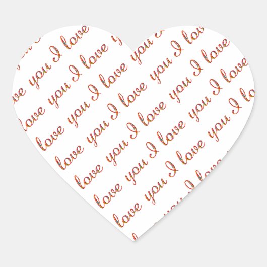 Ik hou van je Romantische Typografische Valentijn Hart Sticker (Voorkant)