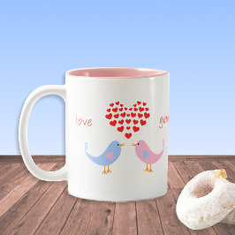 Ik hou van je romantischer veetvogels tweekleurige koffiemok