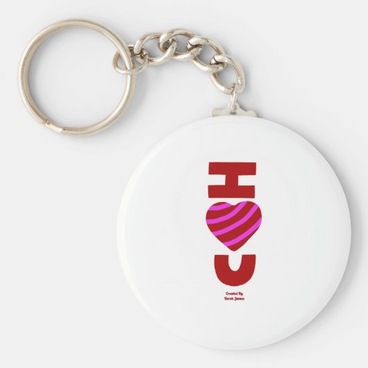 Ik hou van je ronde Button Sleutelhanger (Voorkant)