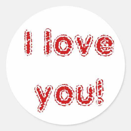 Ik hou van je! ronde sticker (Voorkant)