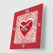 Ik hou van je rood en wit hart vierkante klok (Hoek)