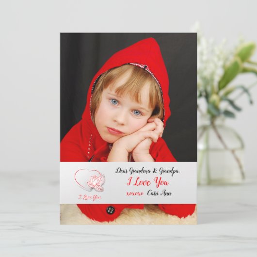 Ik hou van je Roos fotokaart (Staand voorkant)