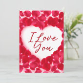 Ik hou van je Roos Heart Petals Valentijnsdag Kaar Feestdagenkaart (Staand voorkant)