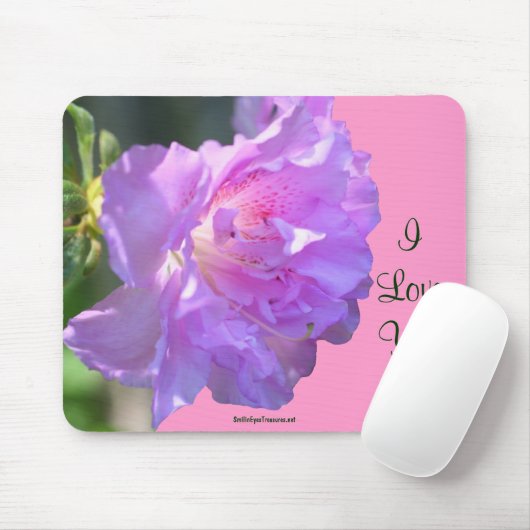Ik hou van je roze Azalea Flower Photo Mousepad Muismat (Met muis)