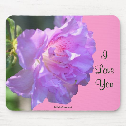 Ik hou van je roze Azalea Flower Photo Mousepad Muismat (Voorkant)
