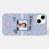 Ik hou van je roze blauwe vlinderhartpatroon Case-Mate iPhone case (Achterkant (horizontaal))