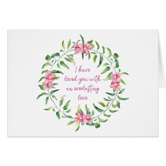 Ik hou van je Roze bloemen Parakaleo briefkaart (Voorkant Horizontaal)