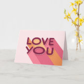 Ik hou van je roze gele retro strepen kaart (Gele Bloem)