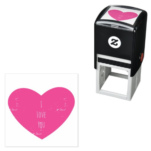 Ik hou van je roze gepersonaliseerde hart  zelfinktende stempel (In situ)
