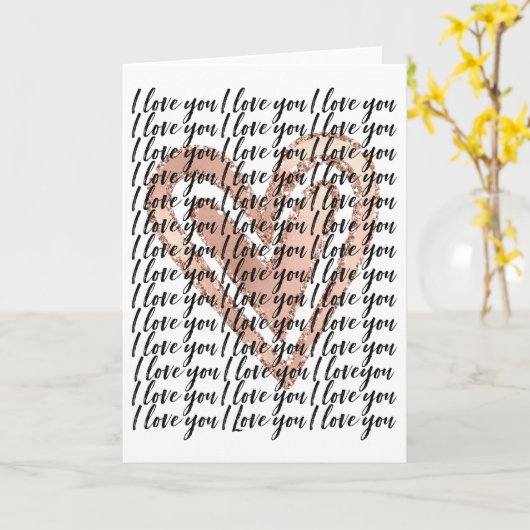 Ik hou van je roze hart kaart (Gele Bloem)