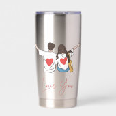 Ik hou van je roze hart water fles geïsoleerde drinkbeker (Voorkant)