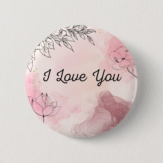 Ik hou van je roze knop ronde button 5,7 cm (Voorkant)