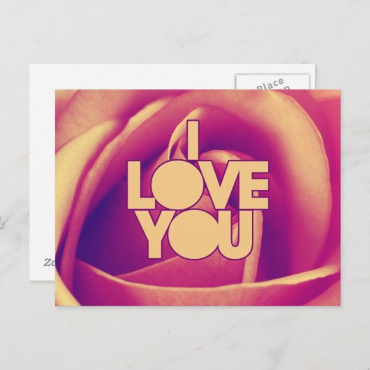 Ik hou van je roze Rose Briefkaart (Voorkant / Achterkant)