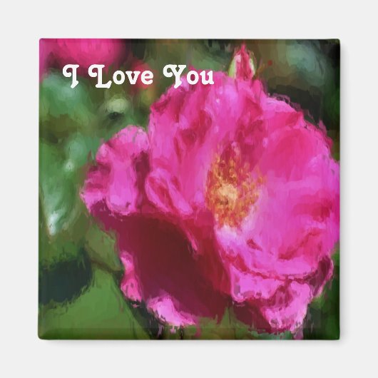 Ik hou van je roze Rose Magnet (Voorkant)