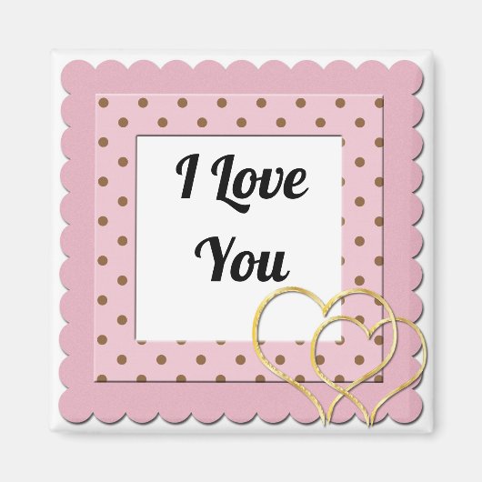 Ik hou van je roze Stippen met harten Lijst Schatt Magneet (Voorkant)
