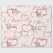Ik hou van je - Roze zwevende harten Cadeaupapier (Vlak)