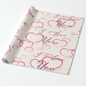 Ik hou van je - Roze zwevende harten Cadeaupapier (Uitgerold)