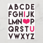 IK HOU VAN JE - Schattige alfabet Briefkaart (Voorkant)