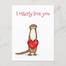 Ik hou van je schattige otter met hart briefkaart