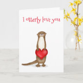 Ik hou van je schattige otter Valentijns's kaart (Gele Bloem)