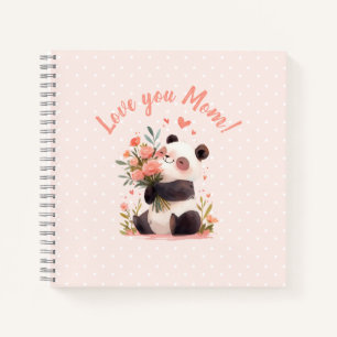 Ik hou van je Schattige Panda Moederdag cadeau Notitieboek