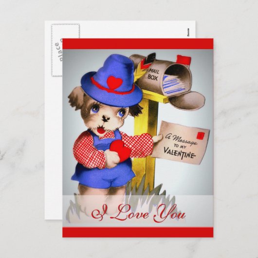Ik hou van je Schattigee  Valentijn Dog Mailbox Feestdagenkaart (Voorkant / Achterkant)