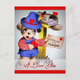 Ik hou van je Schattigee  Valentijn Dog Mailbox Feestdagenkaart