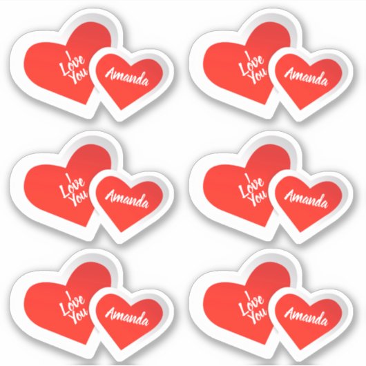 "Ik hou van je" Schattigee Valentijn harten .. Gep Sticker (Voorkant)