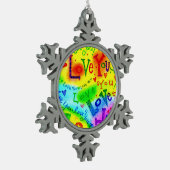 Ik hou van je schilderijen. tin sneeuwvlok ornament (Links)