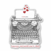 Ik hou van je |  schrijfmachine | Noot van de lief Sticker (Voorkant)