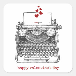 Ik hou van je    schrijfmachine   VALENTIJNS Vierkante Sticker